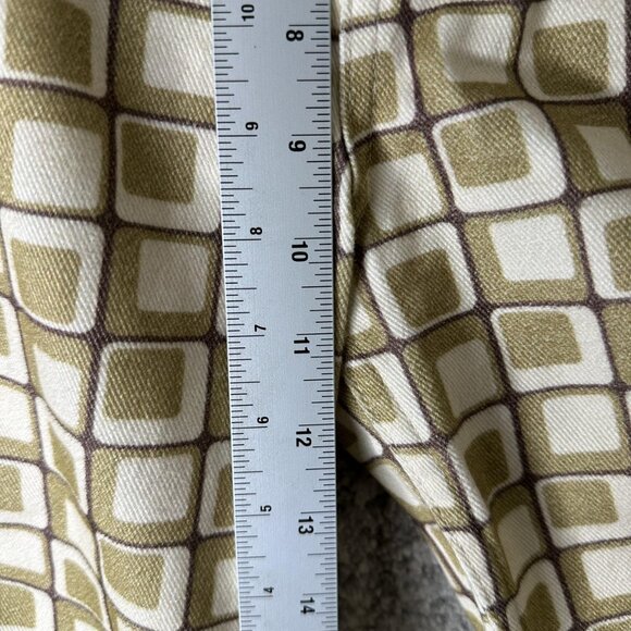 Ragged Jeans Womens 26 Green Beige Geometric Square Print Straight Leg - Picture 4 of 9